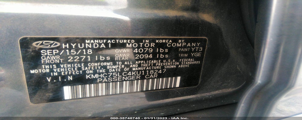 KMHC75LC4KU118247 2019 HYUNDAI IONIQ HYBRID photo no. 9