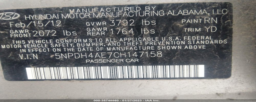 5NPDH4AE7CH147158 2012 HYUNDAI ELANTRA photo no. 9