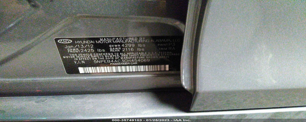 5NPEB4AC3CH454069 2012 HYUNDAI SONATA photo no. 9