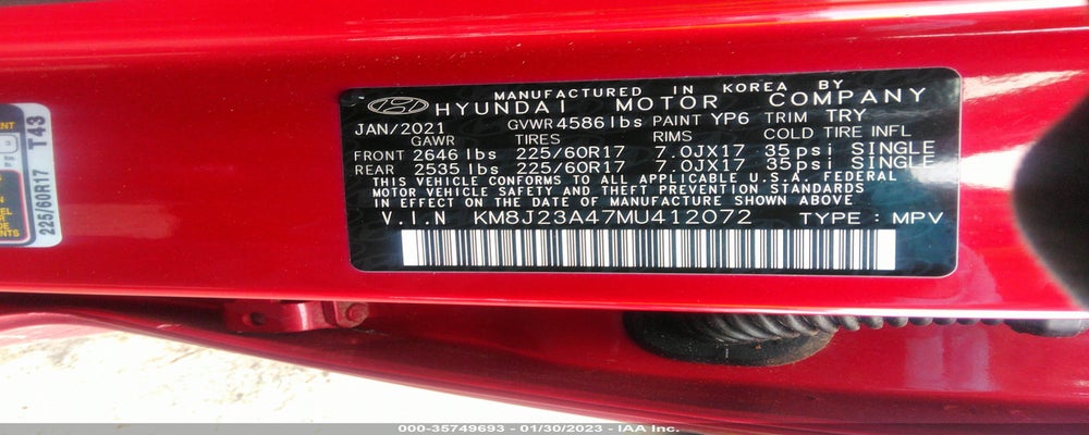 KM8J23A47MU412072 2021 HYUNDAI TUCSON photo no. 9