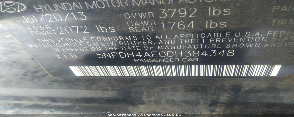 5NPDH4AE0DH384348 2013 HYUNDAI ELANTRA photo no. 9