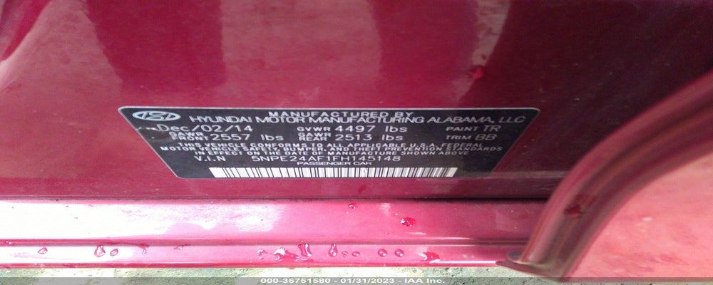 5NPE24AF1FH145148 2015 HYUNDAI SONATA photo no. 9