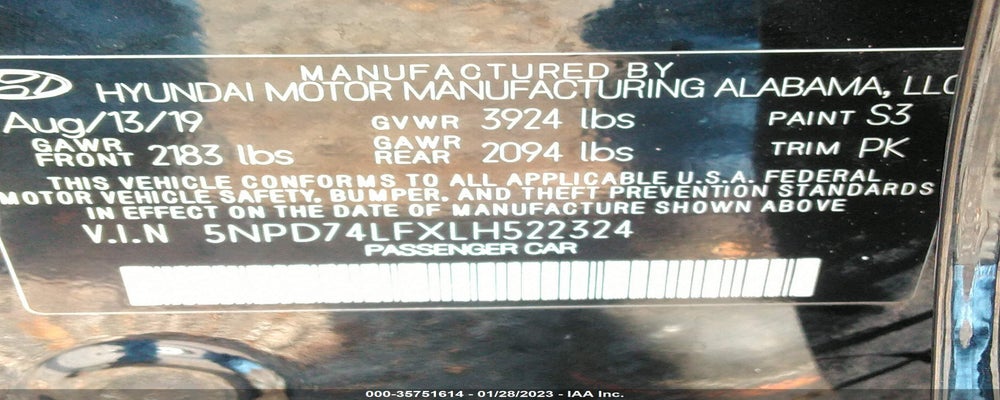 5NPD74LFXLH522324 2020 HYUNDAI ELANTRA photo no. 9