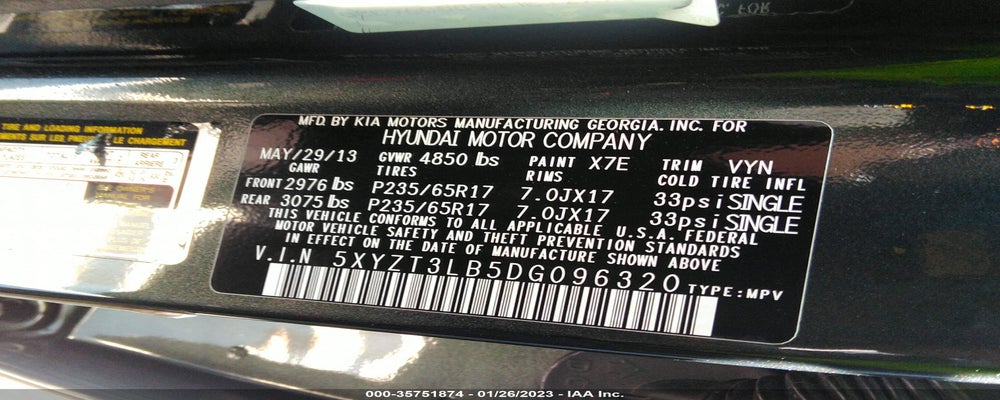 5XYZT3LB5DG096320 2013 HYUNDAI SANTA FE photo no. 9