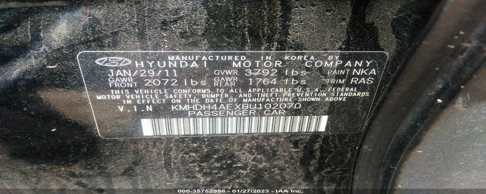 KMHDH4AEXBU102070 2011 HYUNDAI ELANTRA photo no. 9