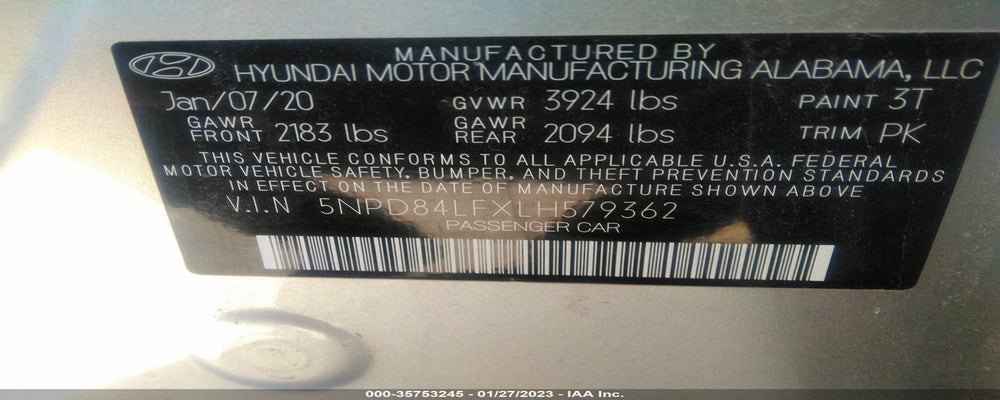 5NPD84LFXLH579362 2020 HYUNDAI ELANTRA photo no. 9