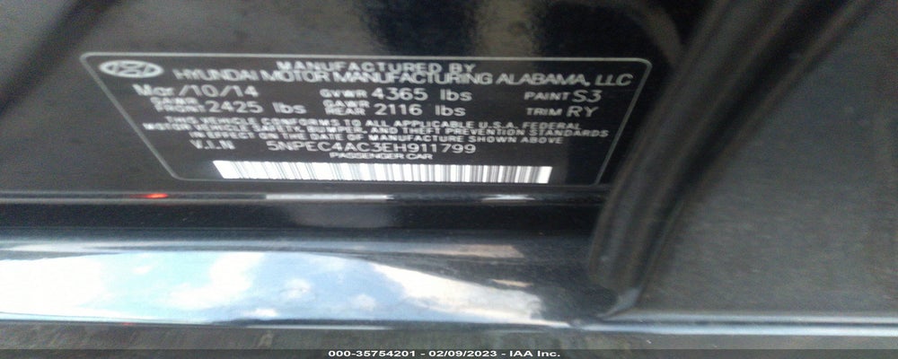 5NPEC4AC3EH911799 2014 HYUNDAI SONATA photo no. 9