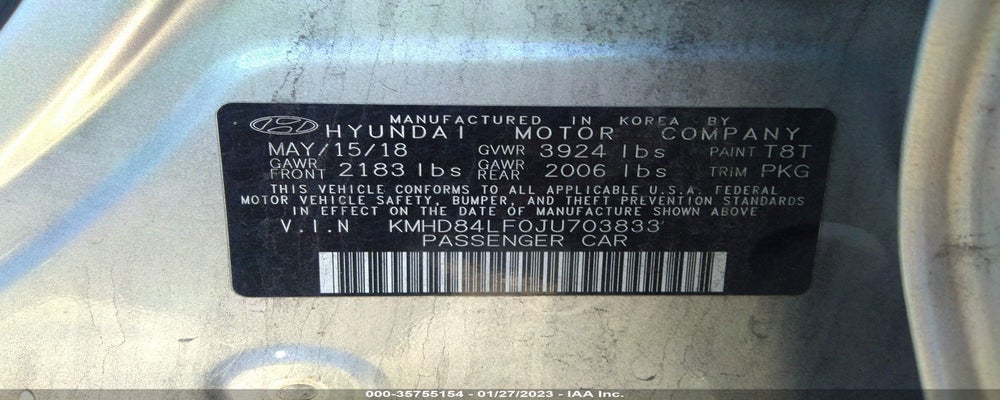 KMHD84LF0JU703833 2018 HYUNDAI ELANTRA photo no. 9