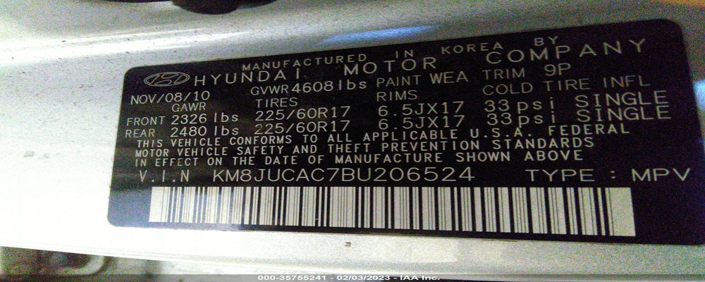 KM8JUCAC7BU206524 2011 HYUNDAI TUCSON photo no. 9