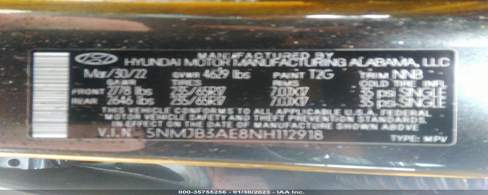 5NMJB3AE8NH112918 2022 HYUNDAI TUCSON photo no. 9