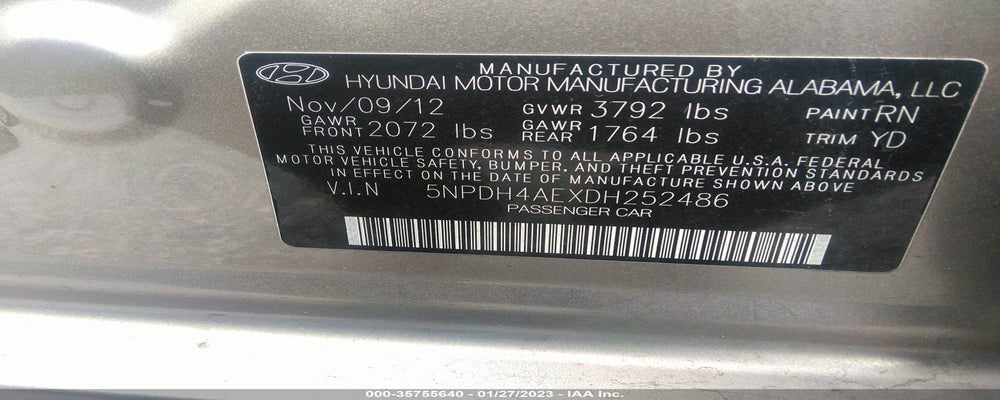 5NPDH4AEXDH252486 2013 HYUNDAI ELANTRA photo no. 9