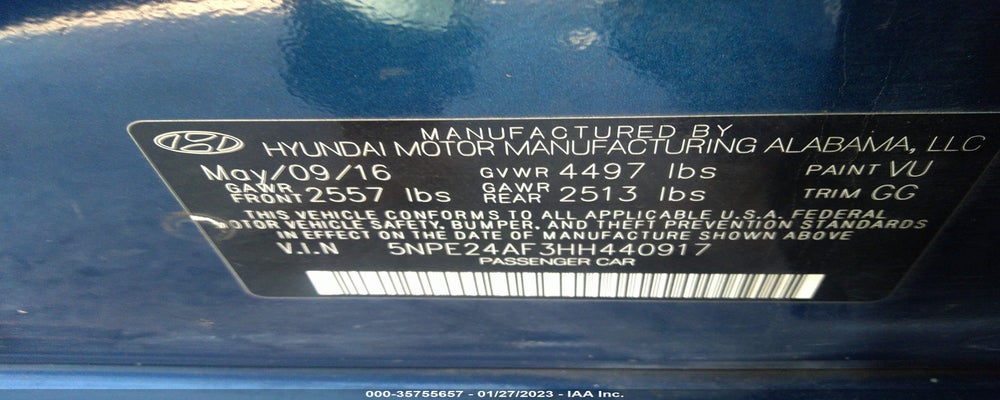 5NPE24AF3HH440917 2017 HYUNDAI SONATA photo no. 9