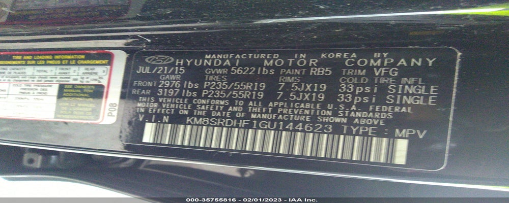 KM8SRDHF1GU144623 2016 HYUNDAI SANTA FE photo no. 9