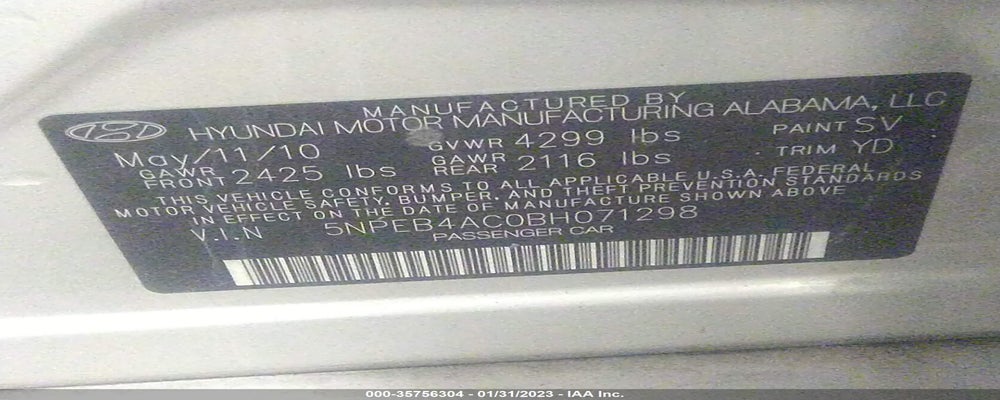 5NPEB4AC0BH071298 2011 HYUNDAI SONATA photo no. 9