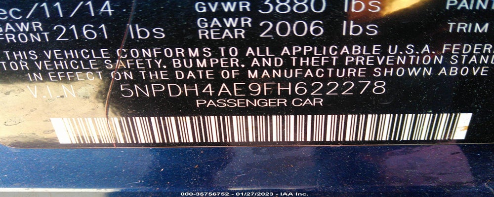 5NPDH4AE9FH622278 2015 HYUNDAI ELANTRA photo no. 9