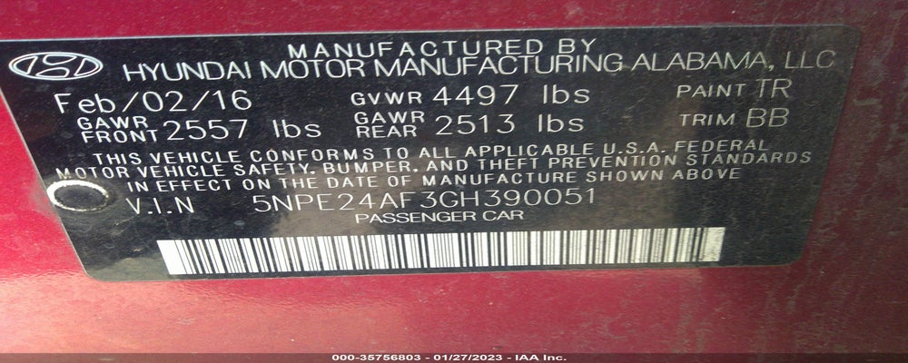 5NPE24AF3GH390051 2016 HYUNDAI SONATA photo no. 9