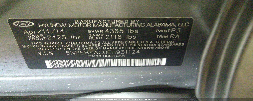 5NPEB4AC0EH931124 2014 HYUNDAI SONATA photo no. 9