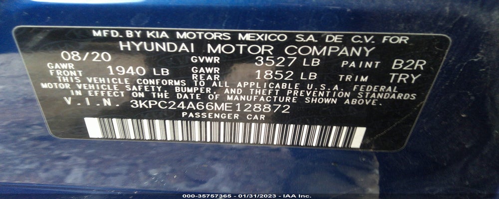 3KPC24A66ME128872 2021 HYUNDAI ACCENT photo no. 9