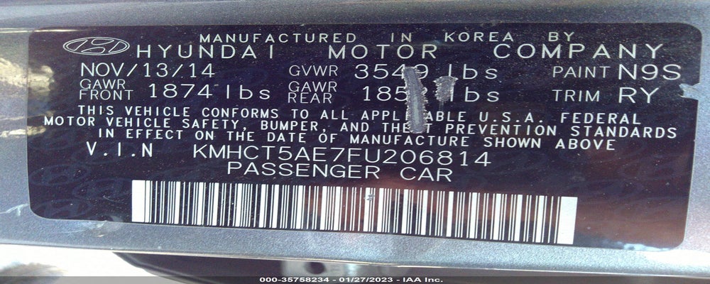 KMHCT5AE7FU206814 2015 HYUNDAI ACCENT photo no. 9