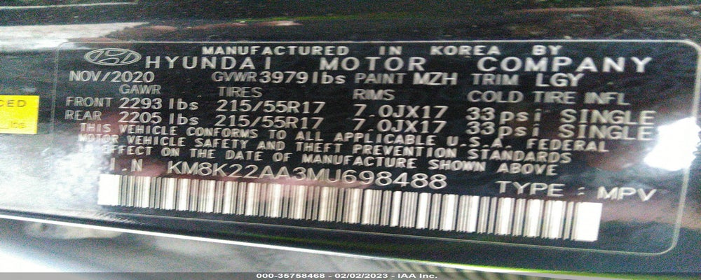 KM8K22AA3MU698488 2021 HYUNDAI KONA photo no. 9