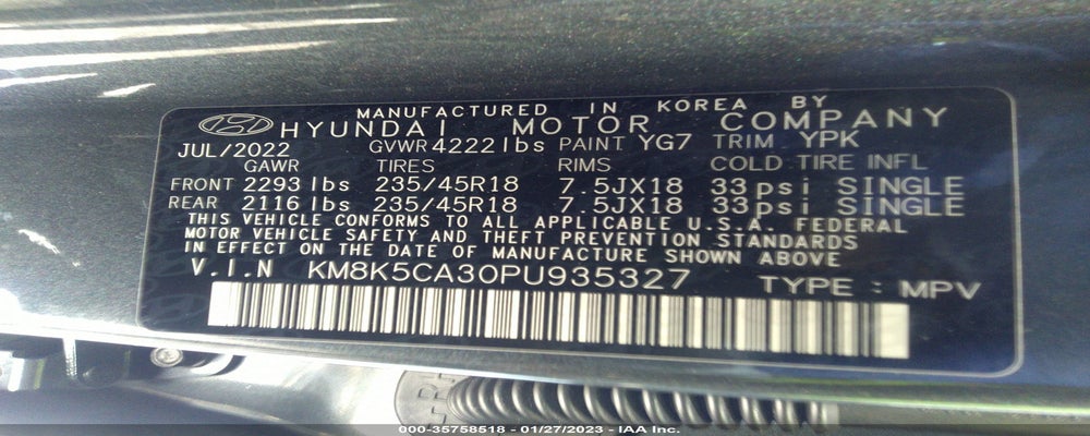 KM8K5CA30PU935327 2023 HYUNDAI KONA photo no. 9