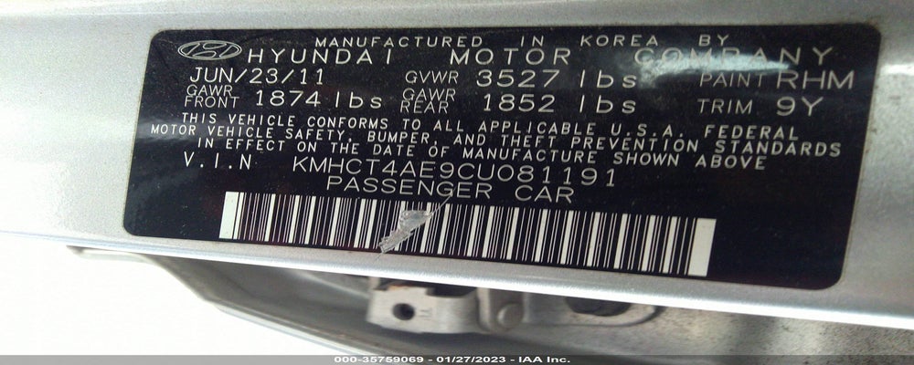 KMHCT4AE9CU081191 2012 HYUNDAI ACCENT photo no. 9
