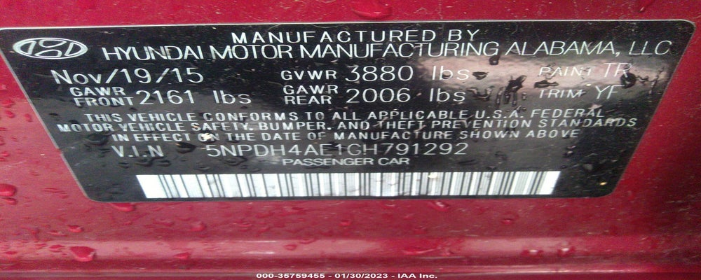 5NPDH4AE1GH791292 2016 HYUNDAI ELANTRA photo no. 9