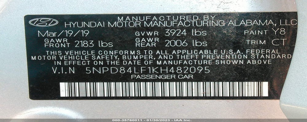 5NPD84LF1KH482095 2019 HYUNDAI ELANTRA photo no. 9
