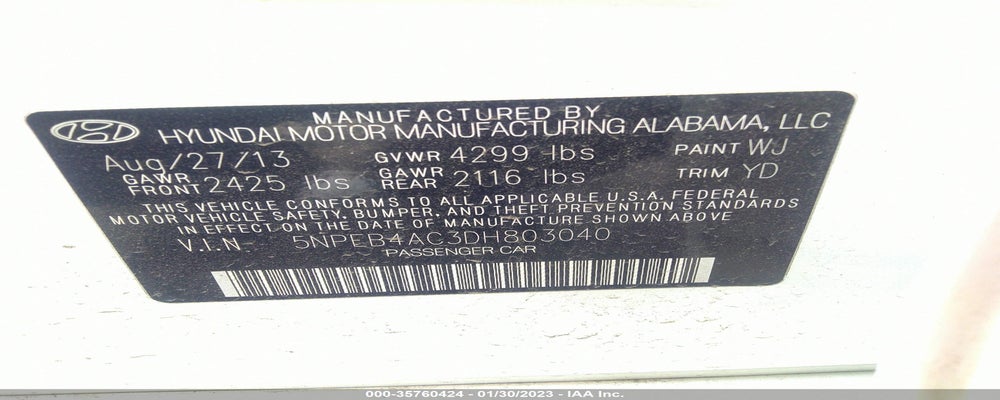 5NPEB4AC3DH803040 2013 HYUNDAI SONATA photo no. 9