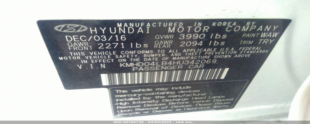 KMHD04LB4HU342069 2017 HYUNDAI ELANTRA photo no. 9