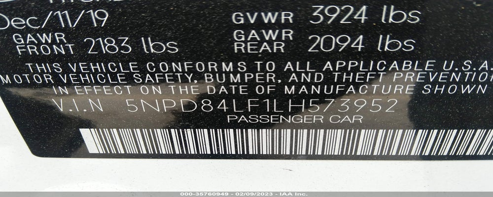 5NPD84LF1LH573952 2020 HYUNDAI ELANTRA photo no. 9