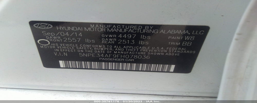 5NPE34AF9FH078036 2015 HYUNDAI SONATA photo no. 9