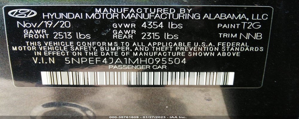 5NPEF4JA1MH095504 2021 HYUNDAI SONATA photo no. 9