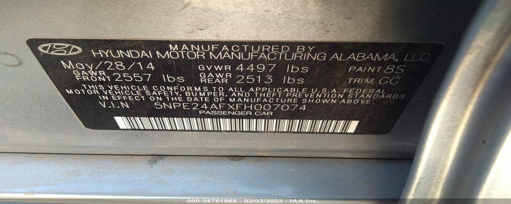 5NPE24AFXFH007074 2015 HYUNDAI SONATA photo no. 9