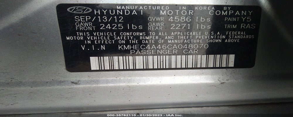 KMHEC4A46CA048070 2012 HYUNDAI SONATA photo no. 9
