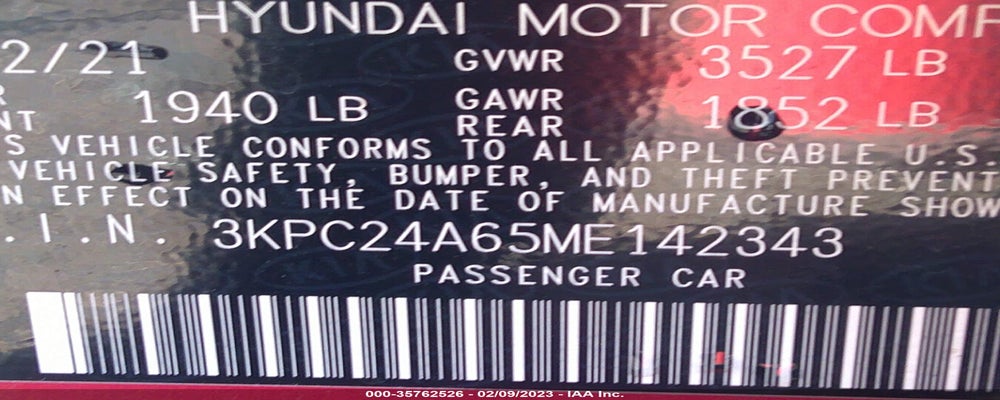 3KPC24A65ME142343 2021 HYUNDAI ACCENT photo no. 9
