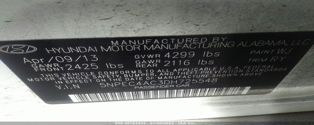 5NPEC4AC3DH725548 2013 HYUNDAI SONATA photo no. 9