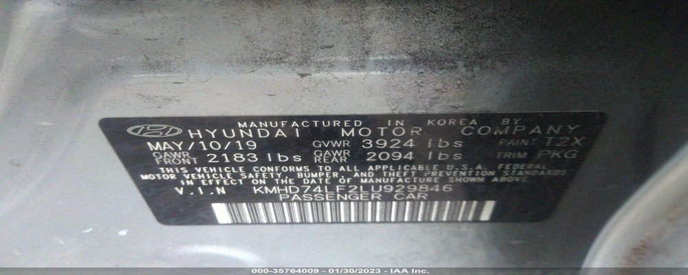 KMHD74LF2LU929846 2020 HYUNDAI ELANTRA photo no. 9