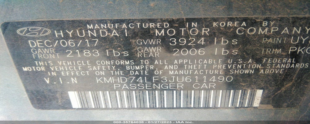 KMHD74LF3JU611490 2018 HYUNDAI ELANTRA photo no. 9