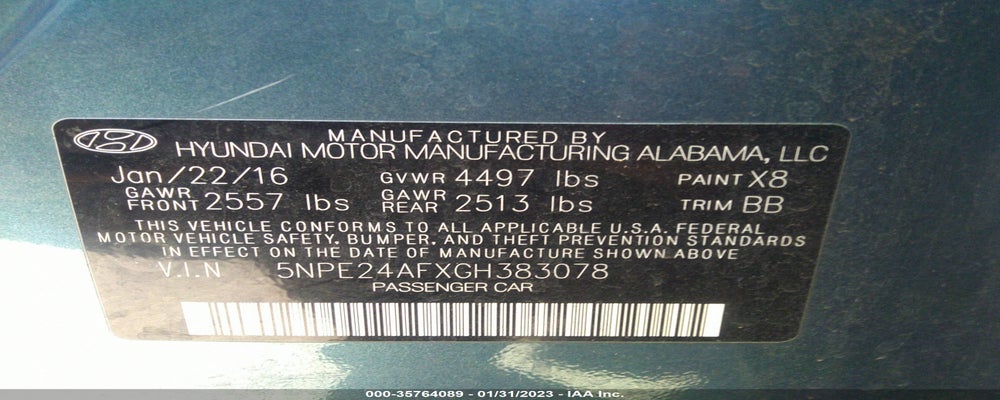 5NPE24AFXGH383078 2016 HYUNDAI SONATA photo no. 9