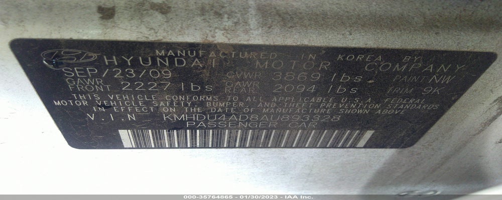 KMHDU4AD8AU893328 2010 HYUNDAI ELANTRA photo no. 9