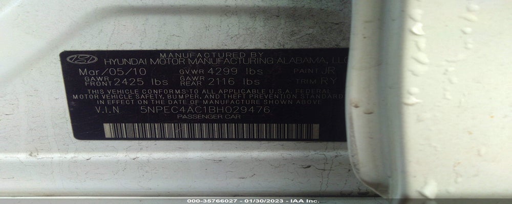 5NPEC4AC1BH029476 2011 HYUNDAI SONATA photo no. 9
