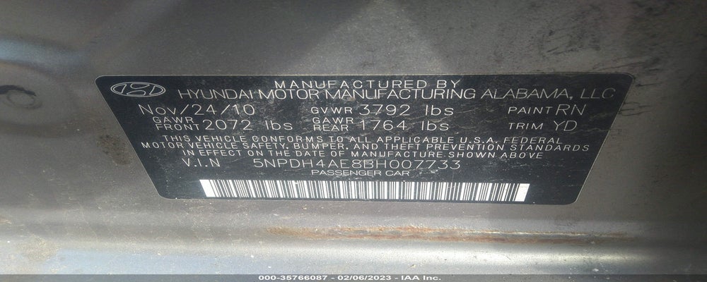 5NPDH4AE8BH007733 2011 HYUNDAI ELANTRA photo no. 9