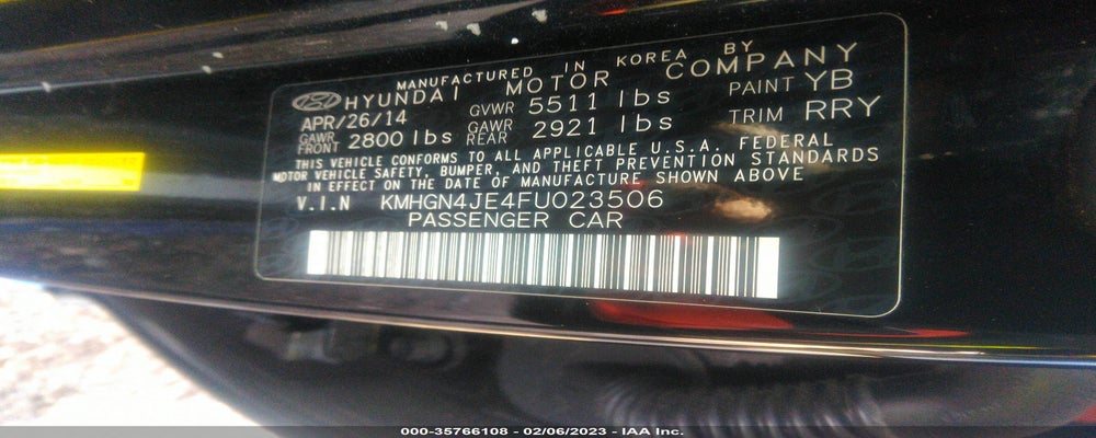 KMHGN4JE4FU023506 2015 HYUNDAI GENESIS photo no. 9