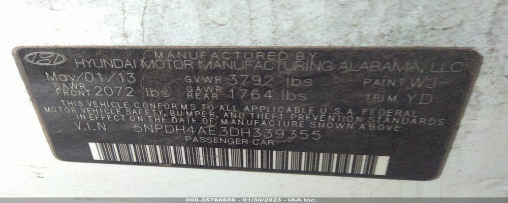 5NPDH4AE3DH339355 2013 HYUNDAI ELANTRA photo no. 9