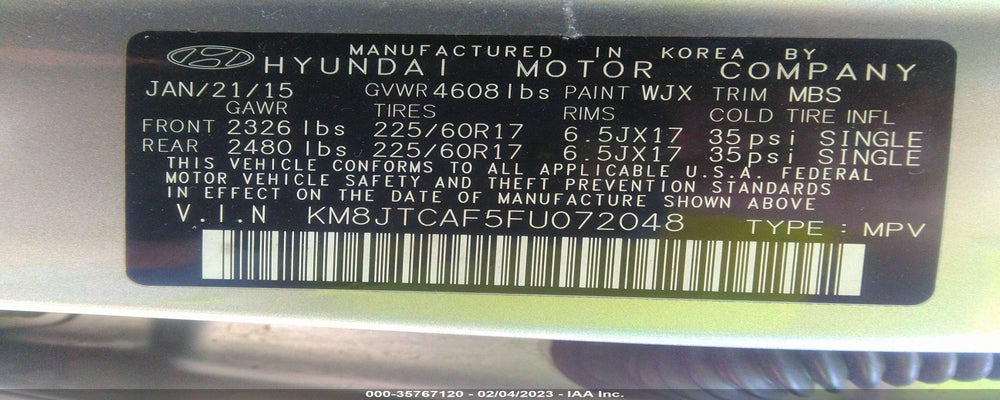 KM8JTCAF5FU072048 2015 HYUNDAI TUCSON photo no. 9