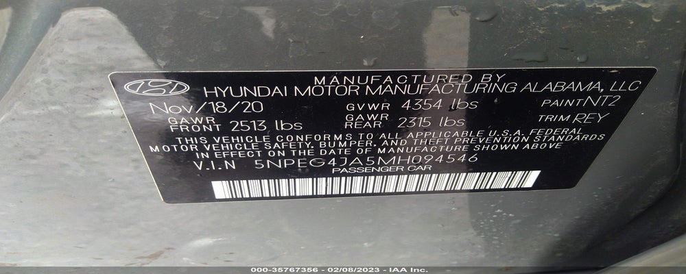 5NPEG4JA5MH094546 2021 HYUNDAI SONATA photo no. 9