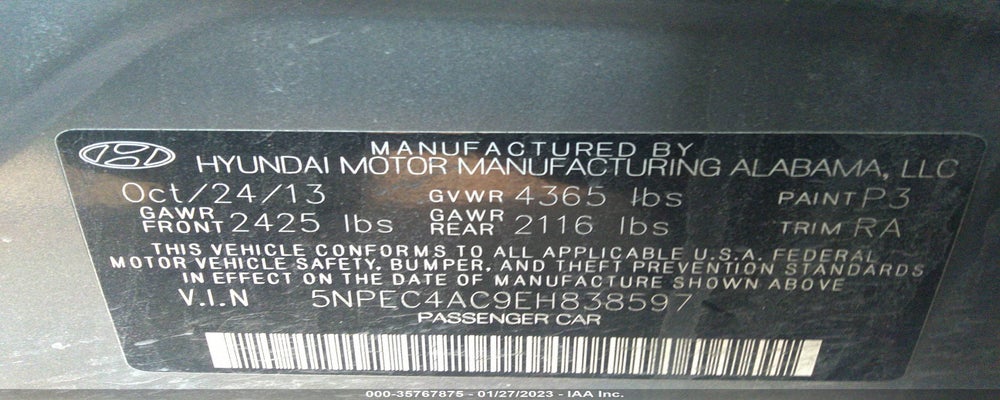 5NPEC4AC9EH838597 2014 HYUNDAI SONATA photo no. 9