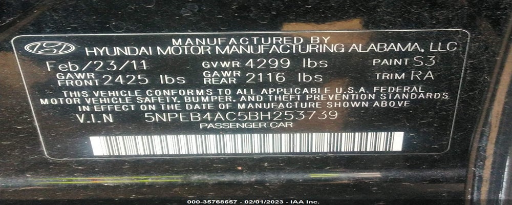 5NPEB4AC5BH253739 2011 HYUNDAI SONATA photo no. 9