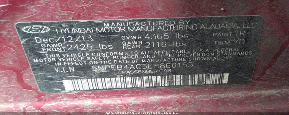 5NPEB4AC3EH866155 2014 HYUNDAI SONATA photo no. 9